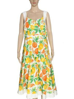 Joe Browns Fruit Printed Sleeveless Pleated Casual Midi Dress XL
